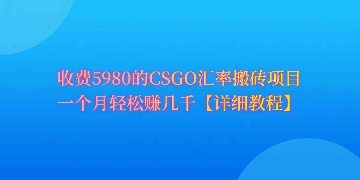 （9776期）CSGO装备搬砖，月综合收益率高达60%，你也可以！-搞钱基地
