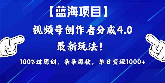 （9777期）2024蓝海项目视频号，最新方法， 100%过原创，条条爆款，单日变现1K+，…-搞钱基地