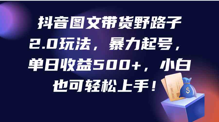 （9790期）抖音图文带货野路子2.0玩法，暴力起号，单日收益500+，小白也可轻松上手！-搞钱基地