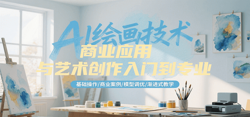 AI绘画技术商业应用与艺术创作入门到专业，基础操作/商业案例/模型调优/渐进式教学-搞钱基地