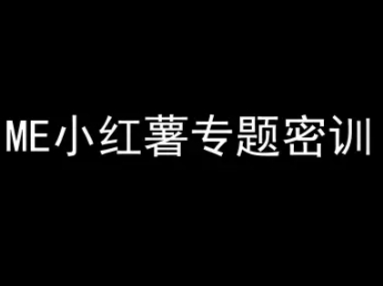 ME小红薯专题密训-小红书电商教程-搞钱基地