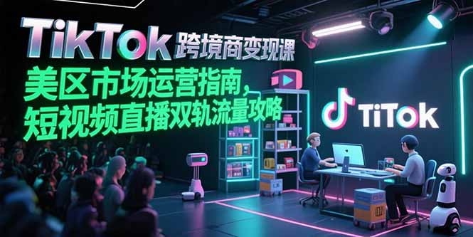 TikTok跨境电商变现课，美区市场运营指南，短视频直播双轨流量攻略-搞钱基地