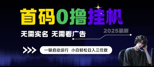 首码0撸挂G项目，无需实名无需看广告 一键启动运行，小白轻松日入三位数【揭秘】-搞钱基地
