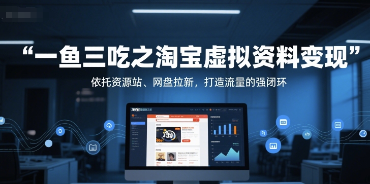 一鱼三吃之淘宝虚拟资料变现，依托资源站、网盘拉新，打造流量的强闭环-搞钱基地