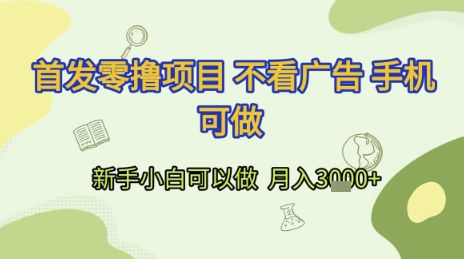首发零撸项目 不看广告 手机可做 新手小白可以做  月入3k+【揭秘】-搞钱基地