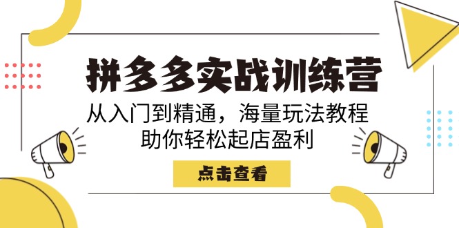 （14392期）拼多多实战训练营，从入门到精通，海量玩法教程，助你轻松起店盈利-搞钱基地