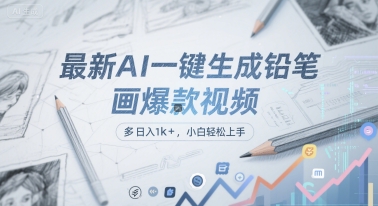 最新AI一键生成铅笔画爆款视频，多平台分发，日 入1k+，小白轻松上手【揭秘】-搞钱基地