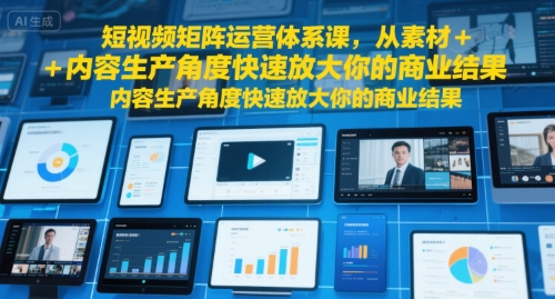 短视频矩阵运营体系课，从素材+内容生产角度快速放大你的商业结果-搞钱基地