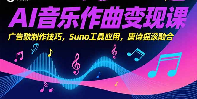 AI音乐作曲变现课，广告歌制作技巧，Suno工具应用，唐诗摇滚融合-搞钱基地