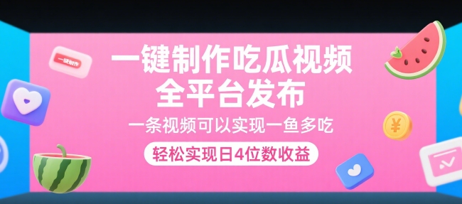 一键制作吃瓜视频，全平台发布，一条视频可以实现一鱼多吃，轻松实现日4位数收益【揭秘】-搞钱基地