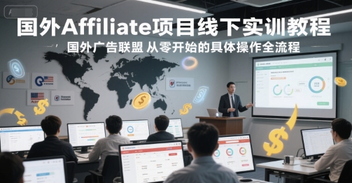 国外Affiliate项目线下实训教程，国外广告联盟从零开始的具体操作全流程-搞钱基地