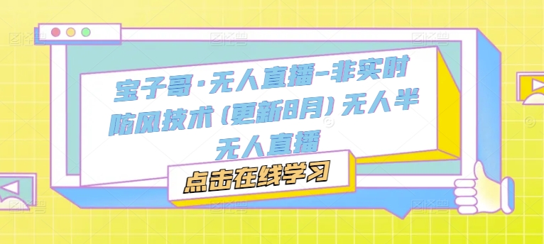 宝子哥·无人直播-非实时防风技术(更新25年6月)无人半无人直播-搞钱基地