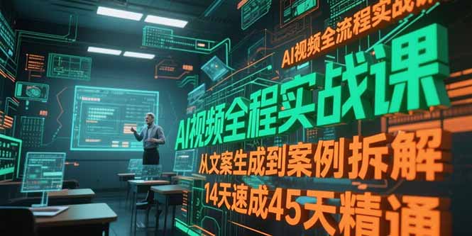 AI视频全流程实战课，从文案生成到案例拆解，14天速成45天精通-搞钱基地