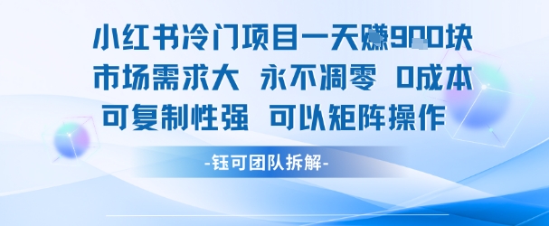 小红书冷门项目一天收益9张，市场需求大，0成本，可复制性强可以矩阵操作-搞钱基地