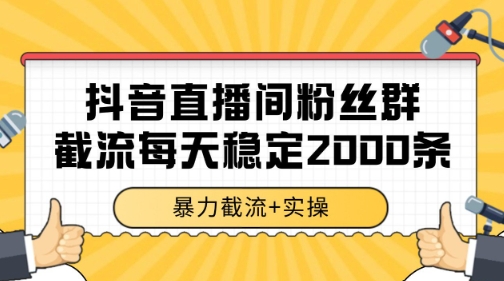 抖音直播间粉丝群暴力截流，一台电脑每天稳定2000条数据【揭秘】-搞钱基地