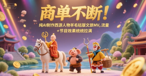 商单不断！纯AI制作西游人物羊毛毡版文旅MV，流量+节目效果统统拉满-搞钱基地