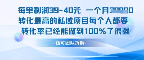 每单利润40一个月7k+转化最高的私域项目，每个人都要的产品转化率已经能做到100%-搞钱基地