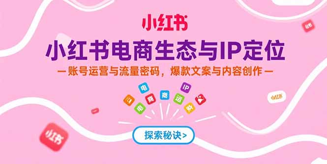 小红书电商生态与IP定位，账号运营与流量密码，爆款文案与内容创作-搞钱基地