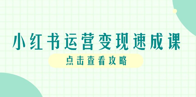 小红书运营变现速成课，账号搭建到暴力起号，个人IP全流程指南-搞钱基地