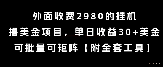 外面收费2980的挂G撸美金项目，单日收益30+美金，可批量可矩阵【揭秘】-搞钱基地