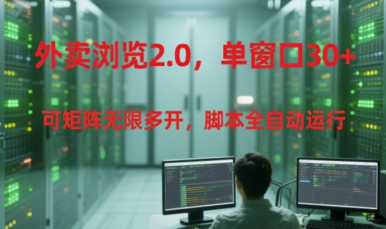 外卖浏览2.0，单窗口30+可矩阵无限多开，脚本全自动运行【揭秘】-搞钱基地