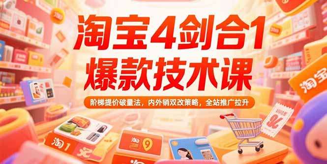 淘宝4剑合1爆款技术课73期：阶梯提价破量法，内外销双改策略 全站推广拉升-搞钱基地