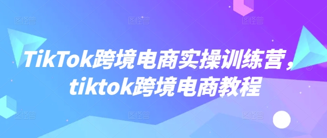 TikTok跨境电商实操训练营，tiktok跨境电商教程-搞钱基地