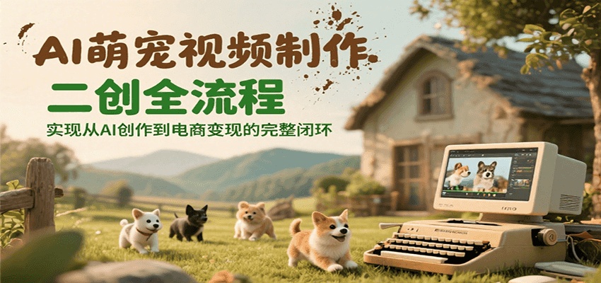 AI萌宠视频制作二创全流程，实现从AI创作到电商变现的完整闭环-搞钱基地
