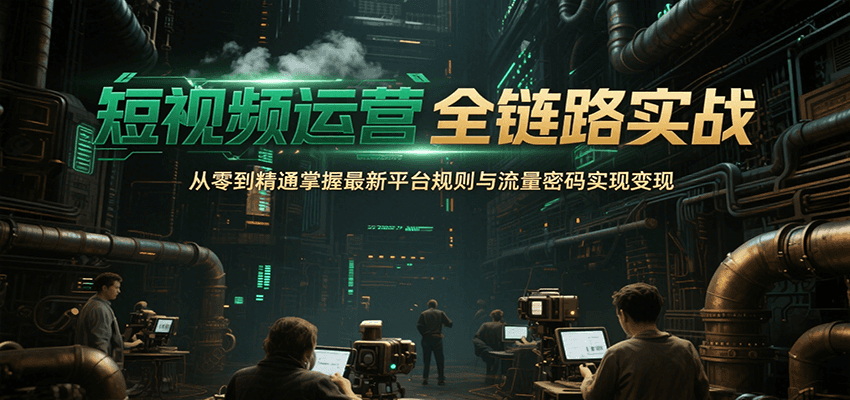 短视频运营全链路实战，从零到精通掌握最新平台规则与流量密码实现变现-搞钱基地