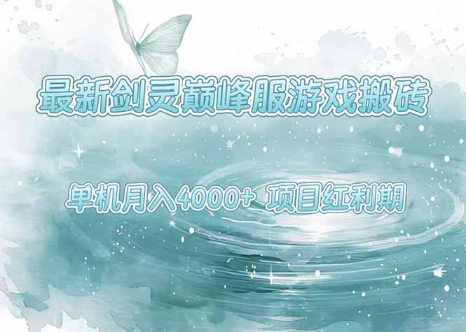 最新剑灵巅峰服游戏搬砖，项目红利期，单机稳定4000+操作简单好上手-搞钱基地