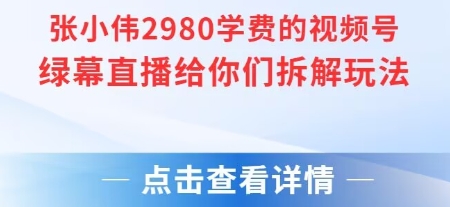张小伟2980付费额视频号绿幕直播给你们拆解玩法-搞钱基地