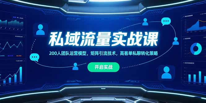 私域流量实战课，200人团队运营模型，矩阵引流技术，高客单私聊转化策略-搞钱基地