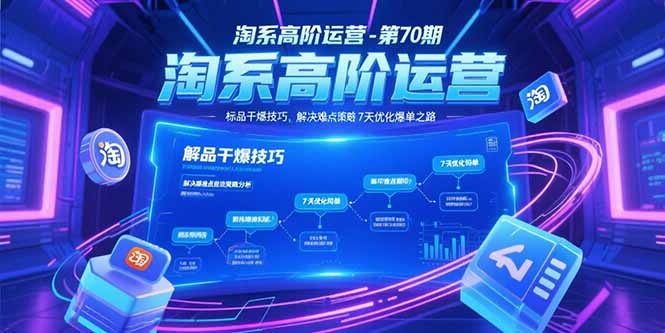淘系高阶运营-第70期，标品干爆技巧，解决难点策略，大佬操盘方法-搞钱基地