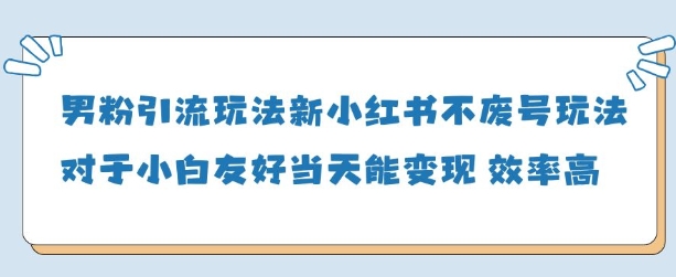 男粉引流玩法(新)，玩法友好做的好当天就能变现-搞钱基地