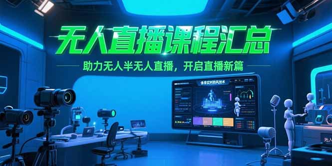 无人直播课程汇总，含非实时防风技术，助力无人半无人直播，开启直播新篇-搞钱基地