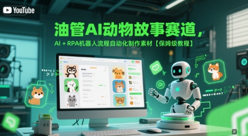 油管AI动物故事赛道，AI+RPA机器人流程自动化制作素材【保姆级教程】-搞钱基地
