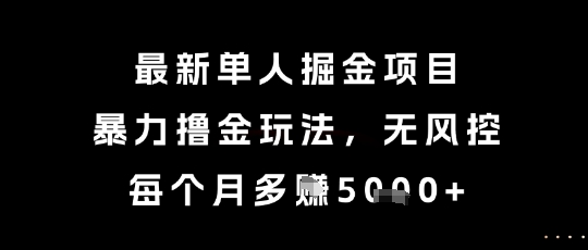 最新单人掘金项目，暴力撸金玩法，无风控，每个月多挣5k+【揭秘】-搞钱基地