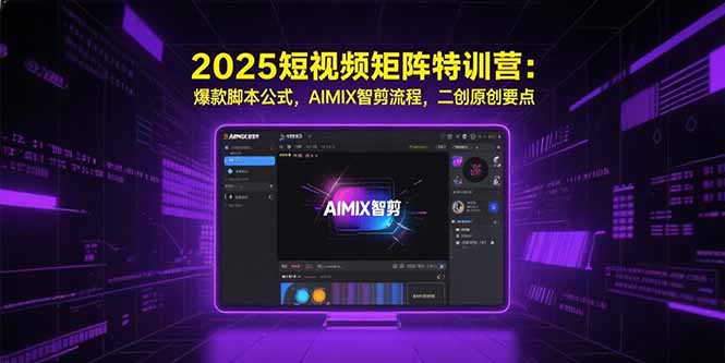 2025短视频矩阵特训营：爆款脚本公式，AIMIX智剪流程，二创原创要点-搞钱基地