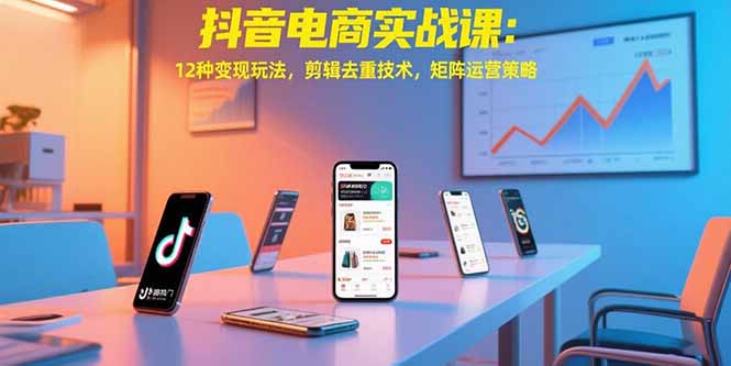 抖音电商实战课：12种变现玩法，剪辑去重技术，矩阵运营策略-搞钱基地