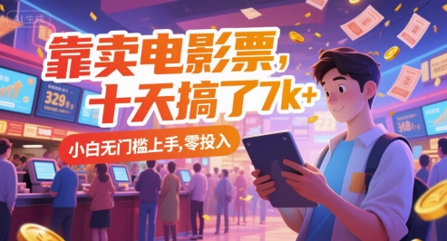 靠卖电影票，十天搞了7k+，小白无门槛上手，零投入【揭秘】-搞钱基地