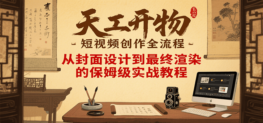 天工开物短视频创作全流程，从封面设计到最终渲染的保姆级实战教程-搞钱基地