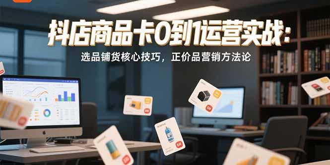 抖店商品卡0到1运营实战：选品铺货核心技巧，正价品营销方法论-搞钱基地