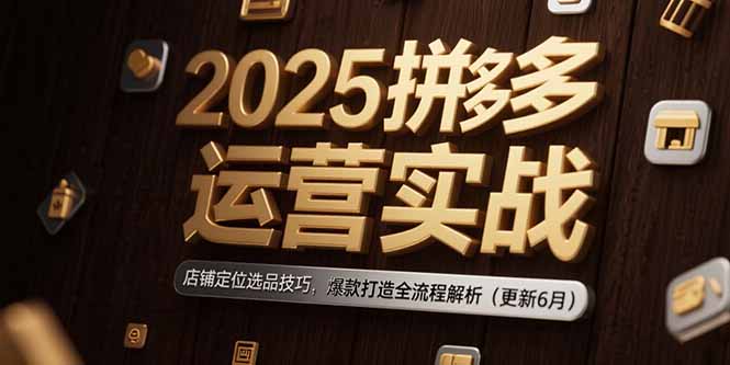 2025拼多多运营实战：店铺定位选品技巧，爆款打造全流程解析(更新6月-搞钱基地