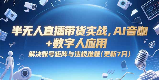 半无人直播带货实战，AI音咖+数字人应用 解决账号矩阵与违规难题(更新7月-搞钱基地