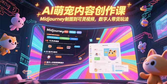 AI萌宠内容创作课，Midjourney制图到可灵视频，数字人带货玩法-搞钱基地