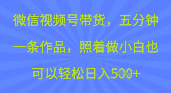 微信视频号带货，五分钟一条作品，照着做小白也可以轻松日入5张-搞钱基地