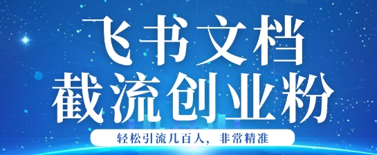 利用飞书文档截流创业粉轻松引流200+-搞钱基地