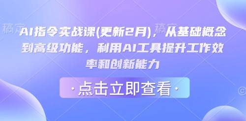 AI指令实战课(更新2月)，从基础概念到高级功能，利用AI工具提升工作效率和创新能力-搞钱基地