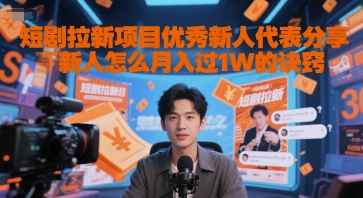 短剧拉新项目优秀新人代表分享新人怎么月入过1W的诀窍-搞钱基地