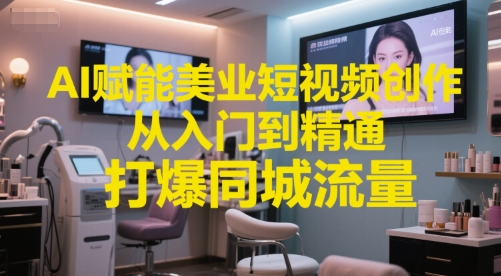 AI赋能美业短视频创作，从入门到精通，打爆同城流量，超级AI工具短视频实操落地-搞钱基地